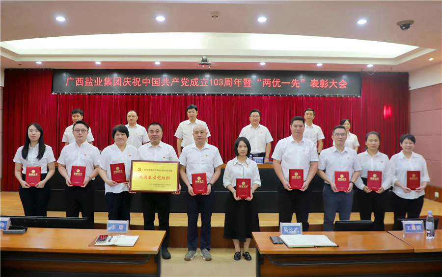 广西盐业集团召开庆祝中国共产党成立 103周年暨“两优一先”表彰大会